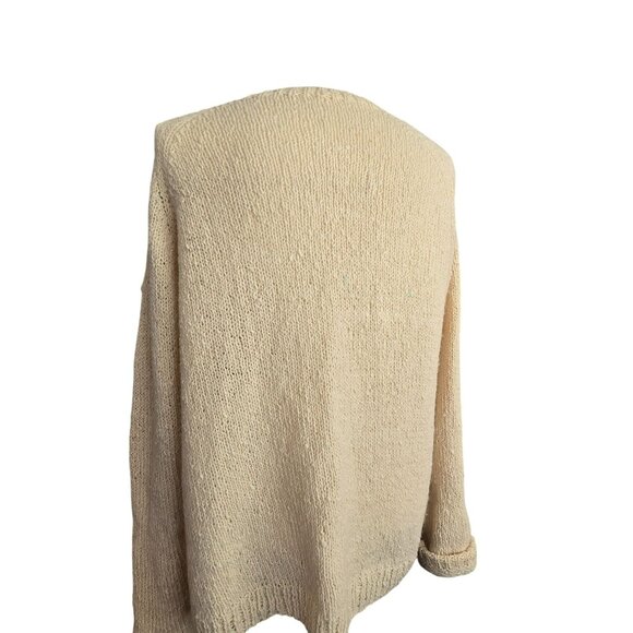 Vintage Beige Wool? Button-Up Cardigan Sweater Handmade? HS157 - Picture 7 of 8